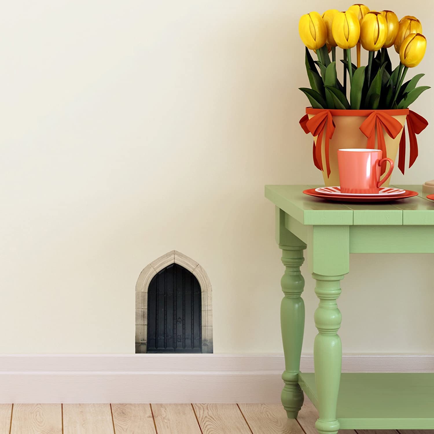 Black Gothic Fairy Door - Enchanted Wall Decal for Indoor Fairies