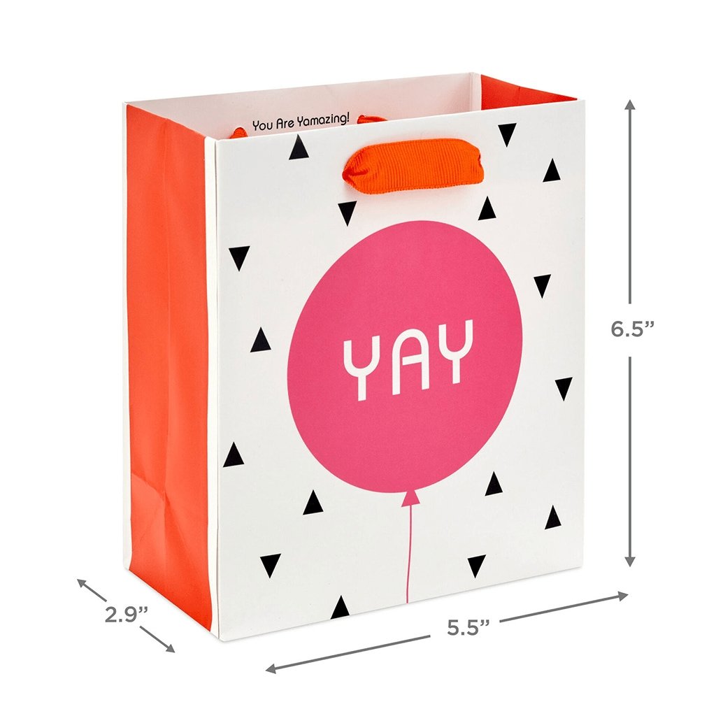 Hallmark 6.5 Yay Pink Balloon Small Gift Bag