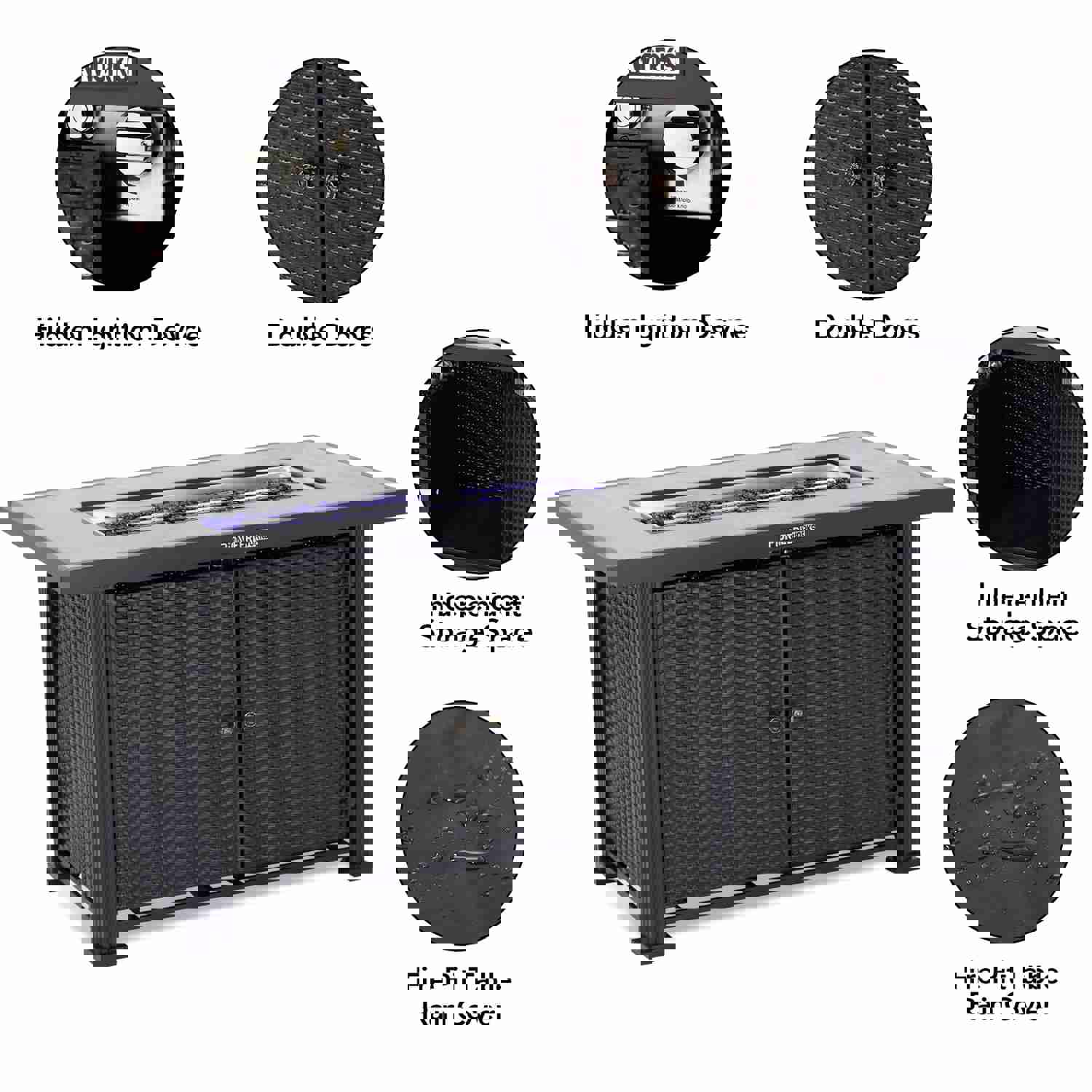 GARVEE PIONEERWORKS 44 Inch Propane Fire Pit Table with Double-Sided Cover