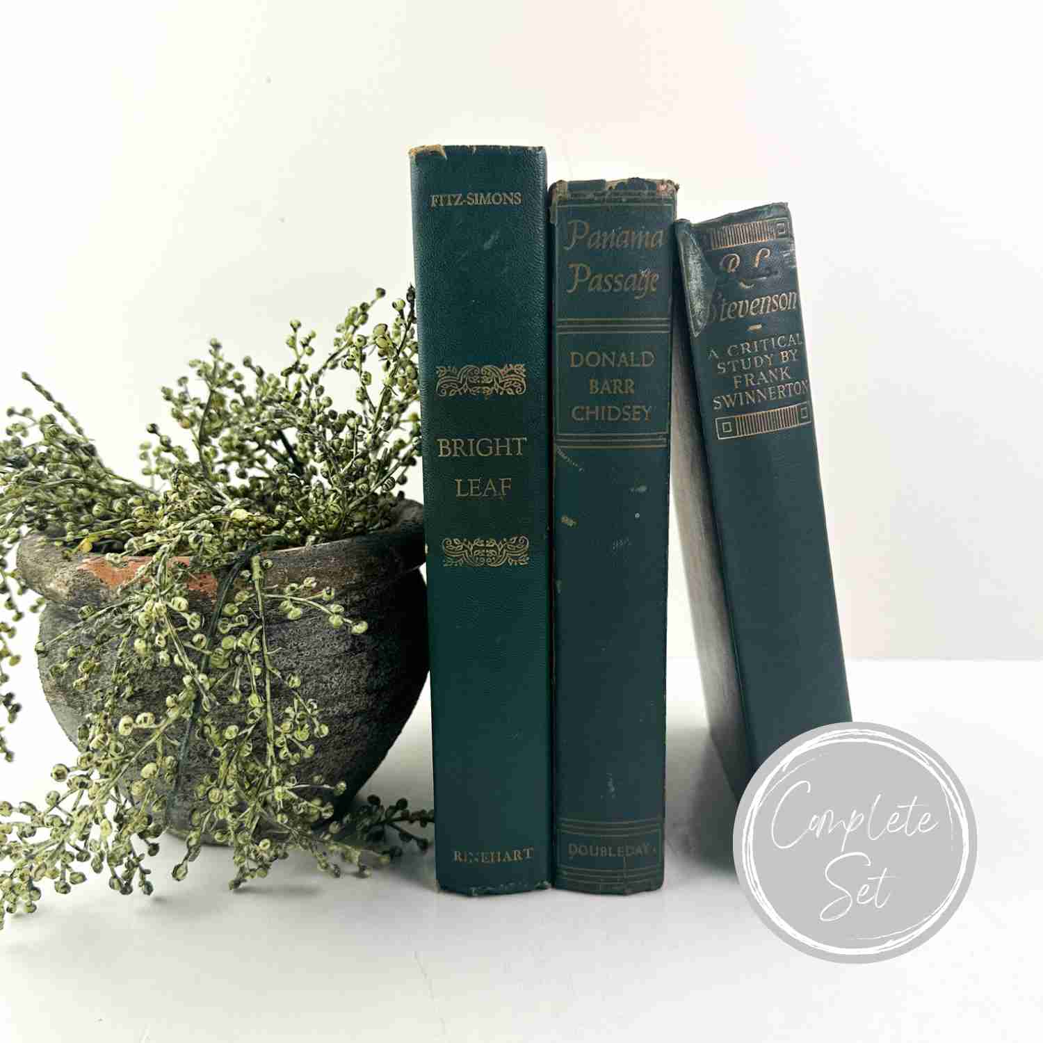 Green Vintage Books for Home Decor