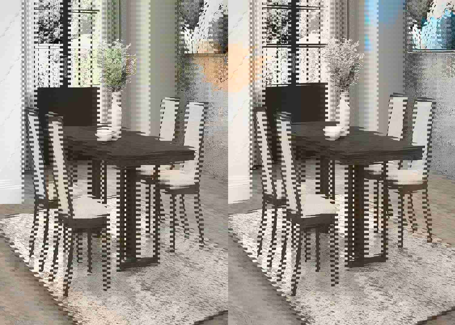 Kelly Rectangular Dining Table Set Beige and Dark Grey