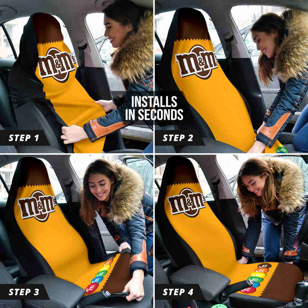M&M Chocolate Logo Car Seat Covers - Premium Car Interior Accessories