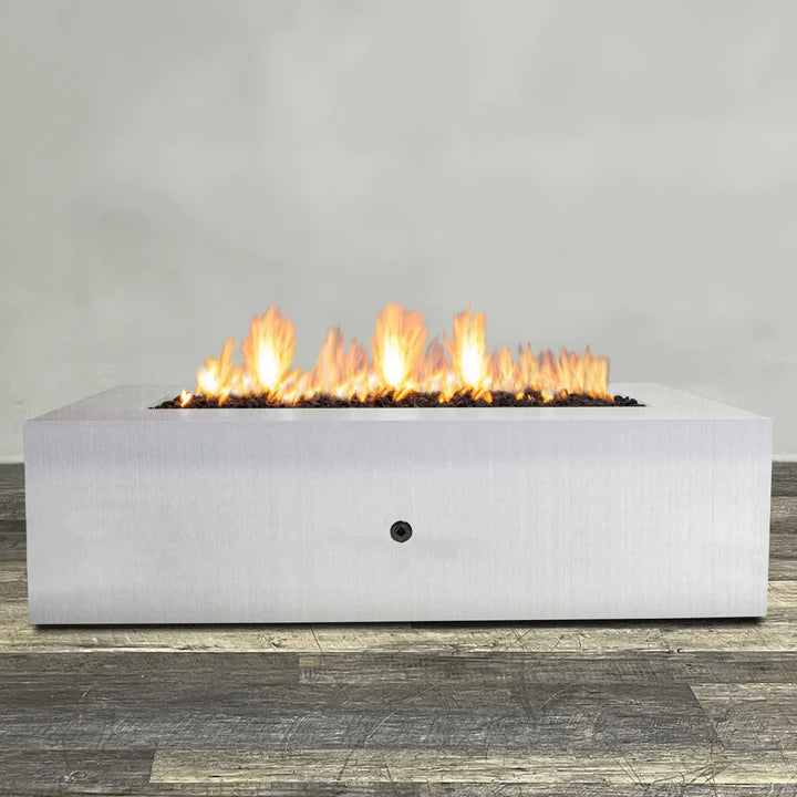 Starfire Designs Metal Gravity 72 x 38 Rectangle Stainless Steel Gas Fire Pit with Propane Tank Access Door