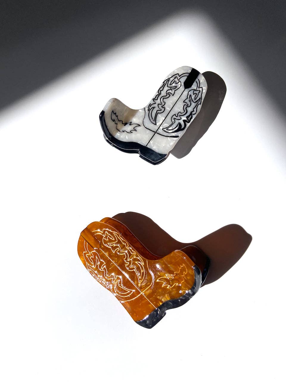 Hand-painted Western Cowboy Boot Claw Hair Clip | Eco-friendly White