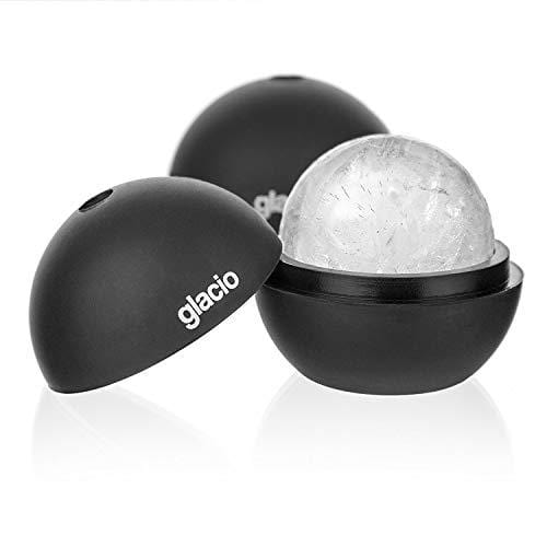 glacio Round Ice Cube Molds - Whiskey Ice Sphere Maker - 2.5 Inch Ice Balls - 2 Pack