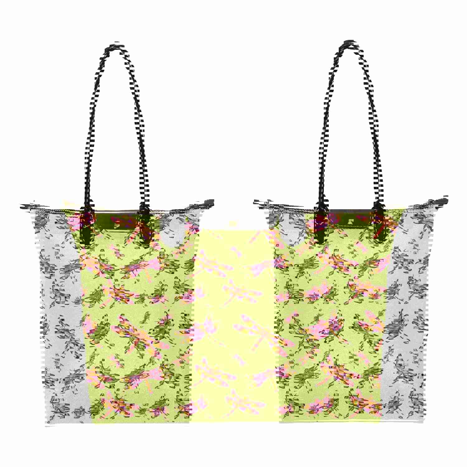 Gathering Lime Single-Shoulder Lady Handbag with Dragonfly Design