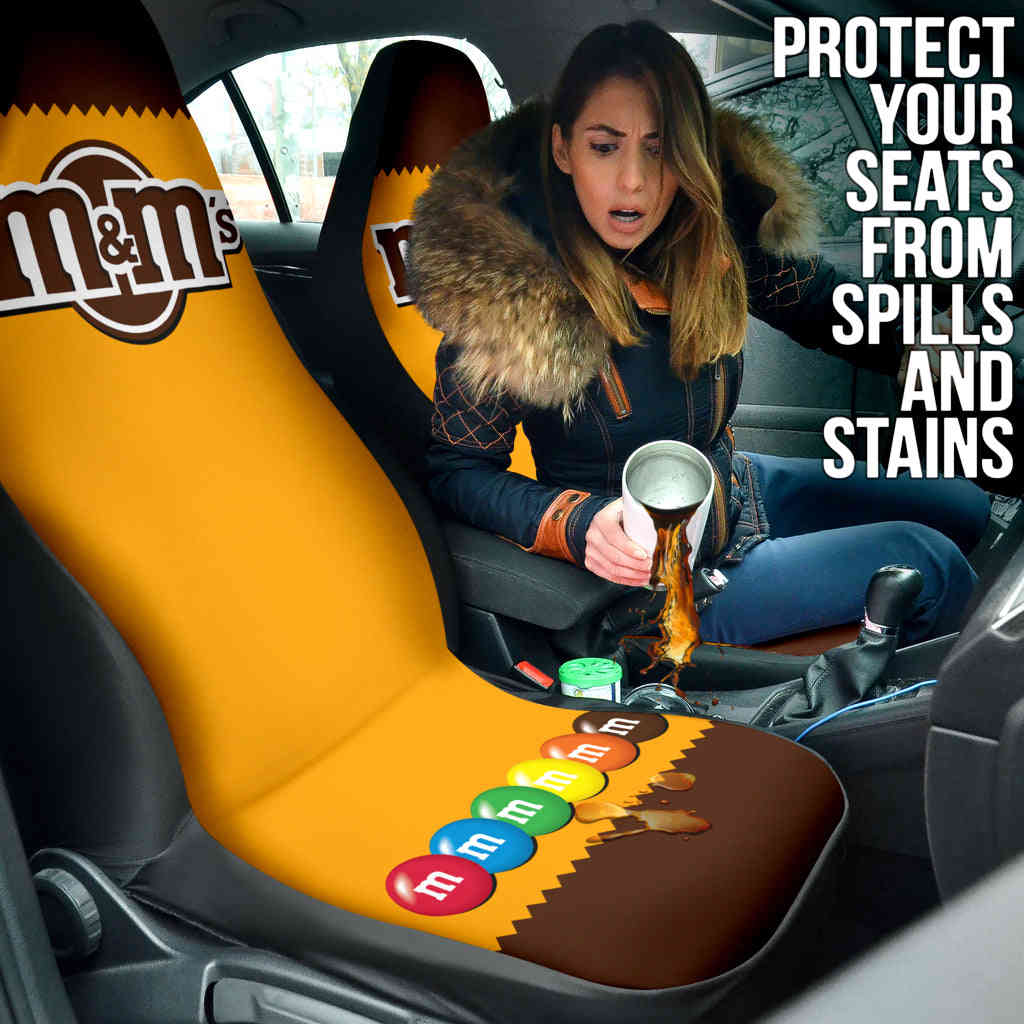 M&M Chocolate Logo Car Seat Covers - Premium Car Interior Accessories
