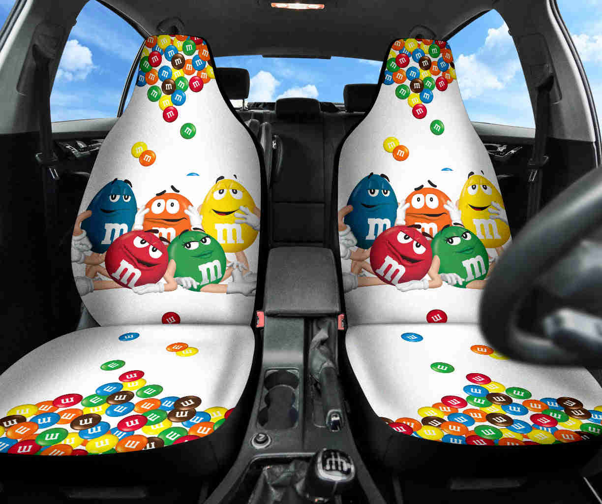M&M Chocolate Fantasy Car Seat Covers - Premium Custom-Made Car Accessories