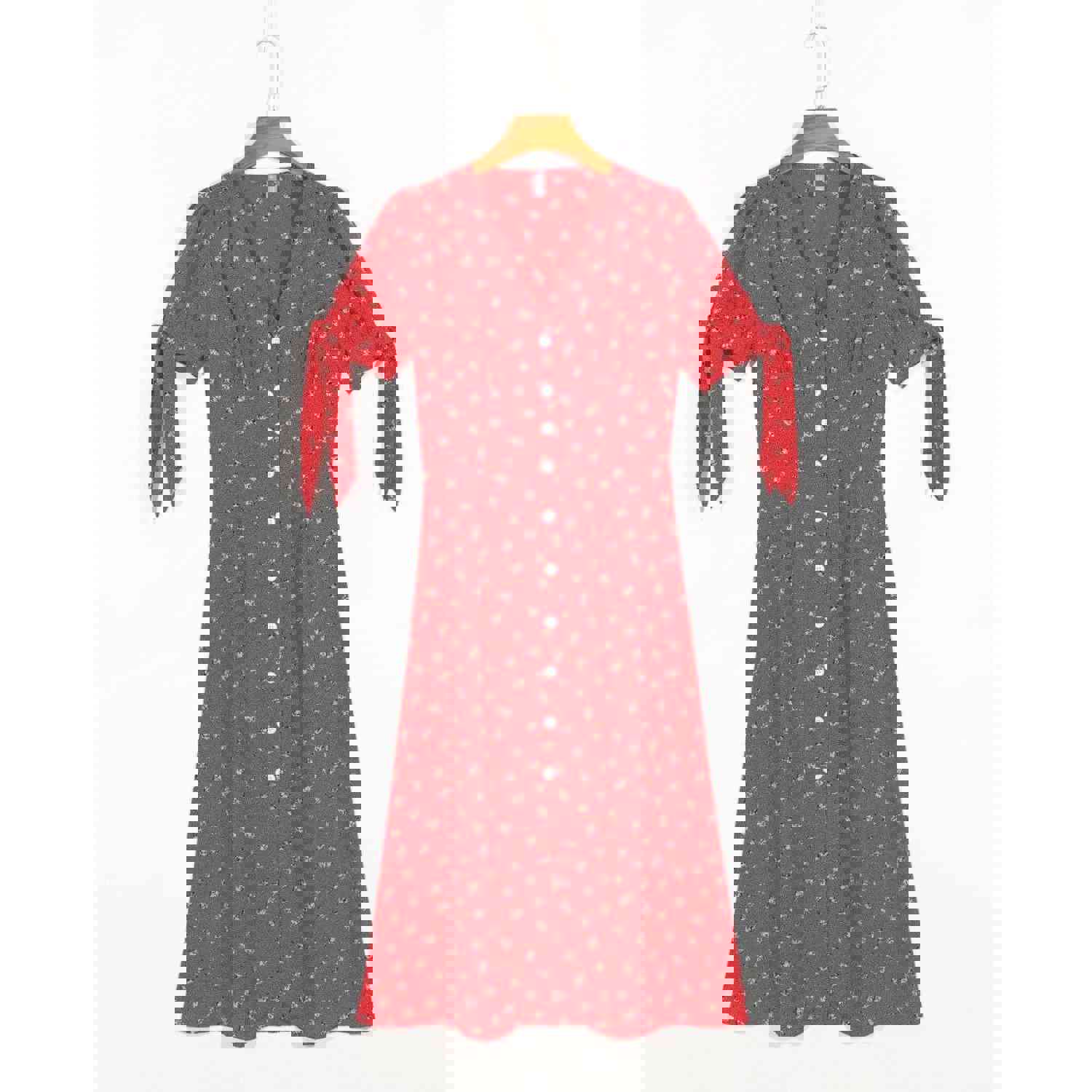 Fashion Chic Floral Dress - Vintage A-Line Polyester Dress with V-Neck