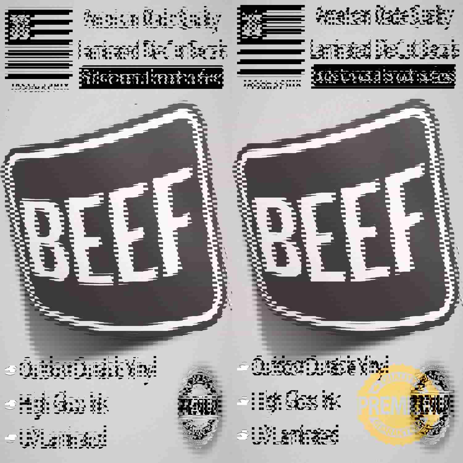 Beef Decal Pack of 4 Stickers - High Performance Vinyl for Farming Enthusiasts