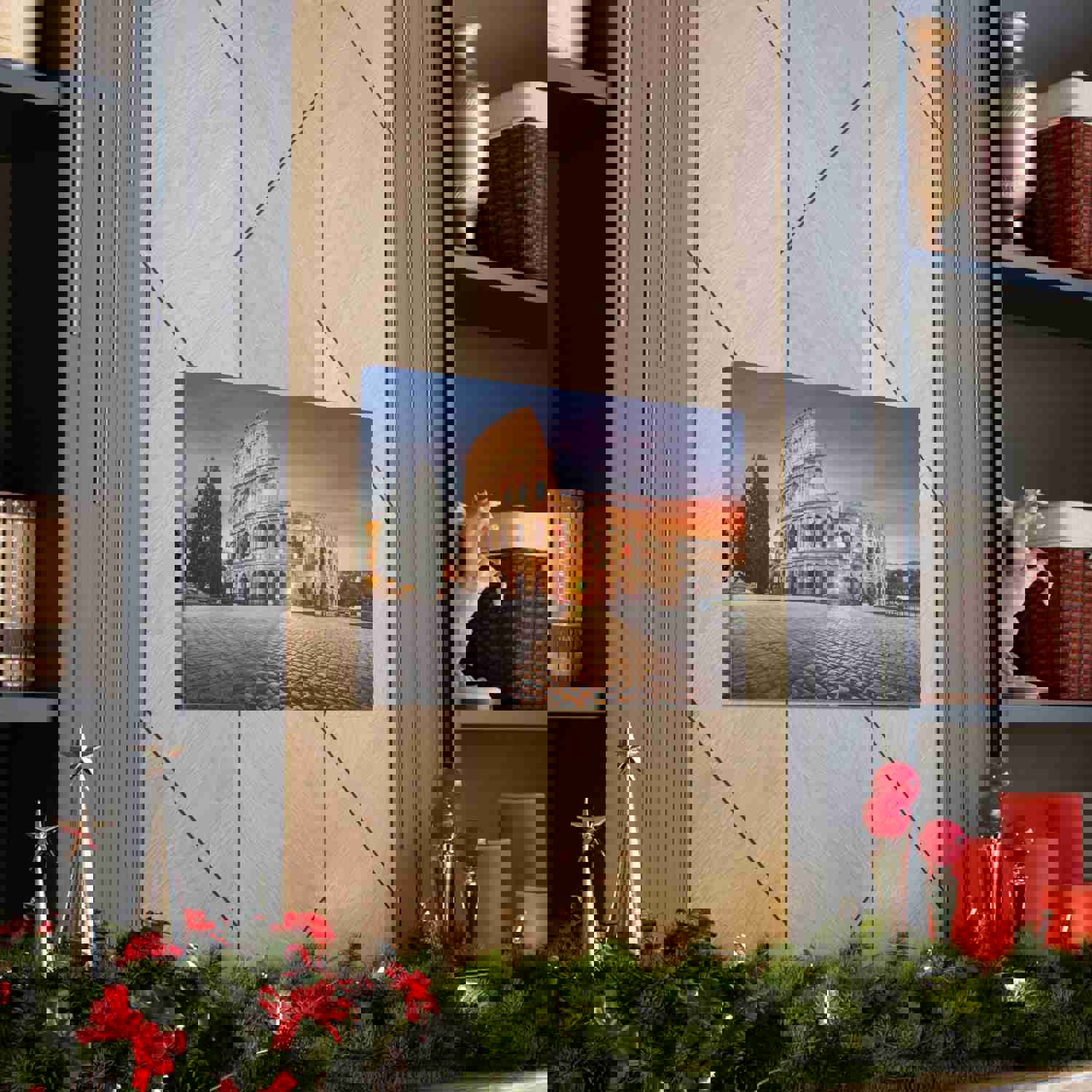 Colosseum in Rome Night Modern Multicolor Scenic Nature Photography Canvas Wall Art