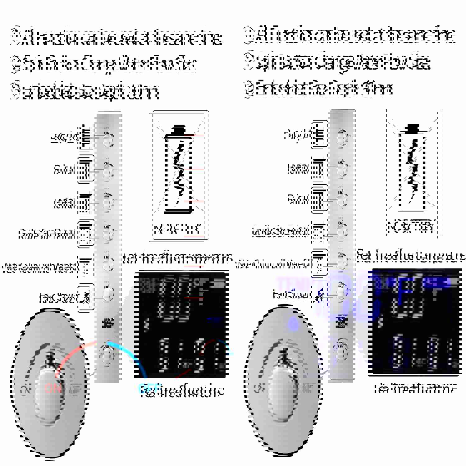FUSE 36-Inch Dual Showerhead Complete LED Music Shower Set with 6 Body Jets
