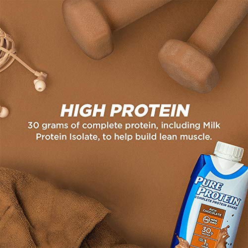 Pure Protein Chocolate Protein Shake - 30g Complete Protein, Keto-Friendly, Immune Support, 12 Pack