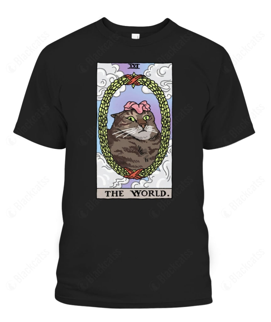 The World Tarot Flower Cat Graphic Unisex T-Shirt