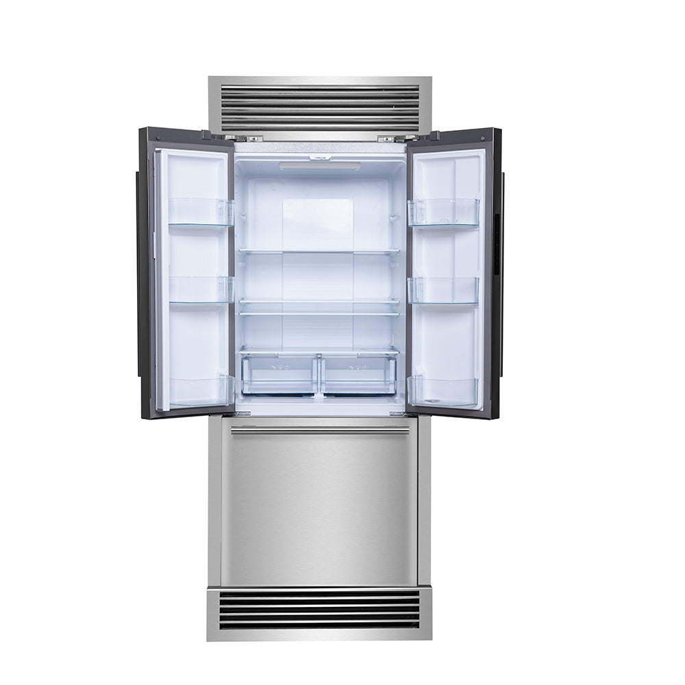 Forno 30 French Door Built-In Refrigerator with Ice Maker, 17.5 Cu Ft, Stainless Steel