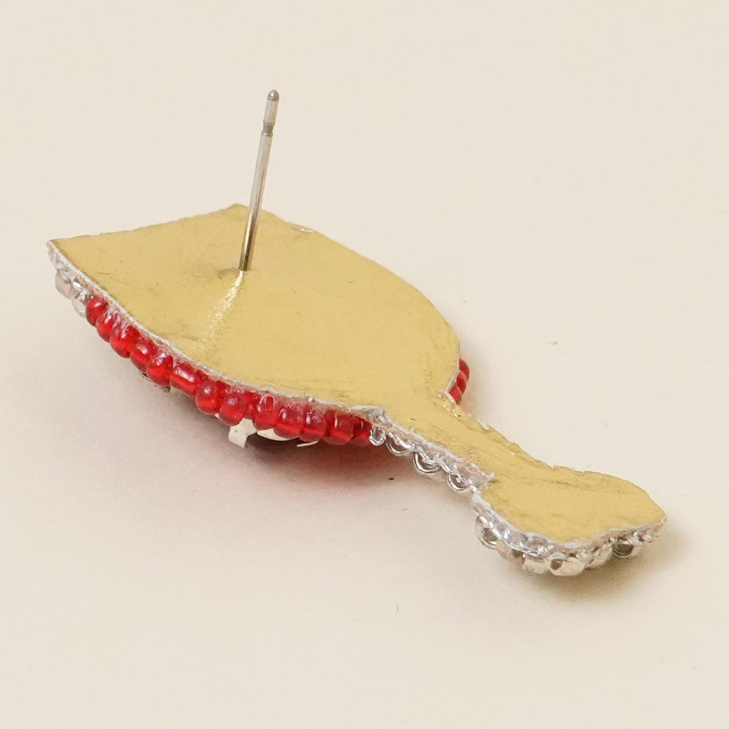 Red Wine Glass Beaded Earrings