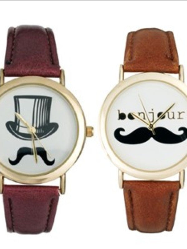 English Gentleman Mustache Watch - Retro Style