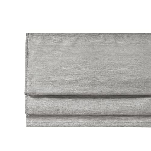Madison Park Cordless Roman Shades - Como Grey, 35x64, Room Darkening, Thermal Insulated