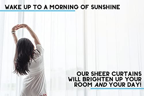 HLC.ME White Sheer Voile Window Treatment Rod Pocket Curtain Panels (54 x 72 inches, Set of 2)