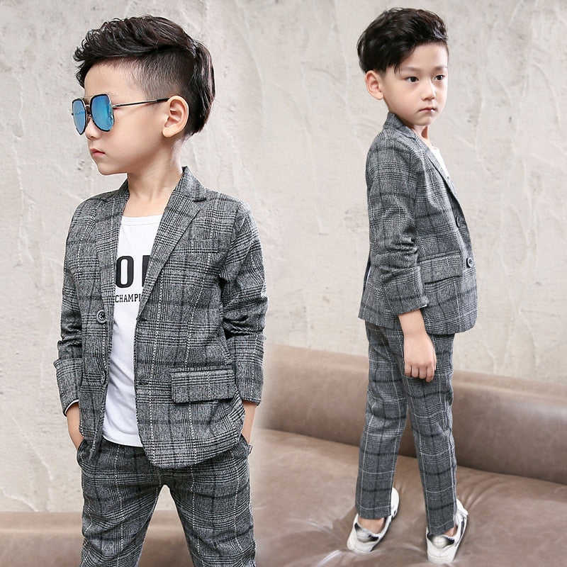 Boys Formal Birthday Suits Weddings Blazer Pants 2Pcs Set Kids Gentleman Clothing Sets