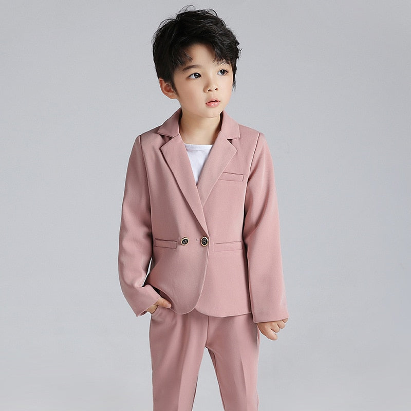 Boys Formal Birthday Suits Weddings Blazer Pants 2Pcs Set Kids Gentleman Clothing Sets