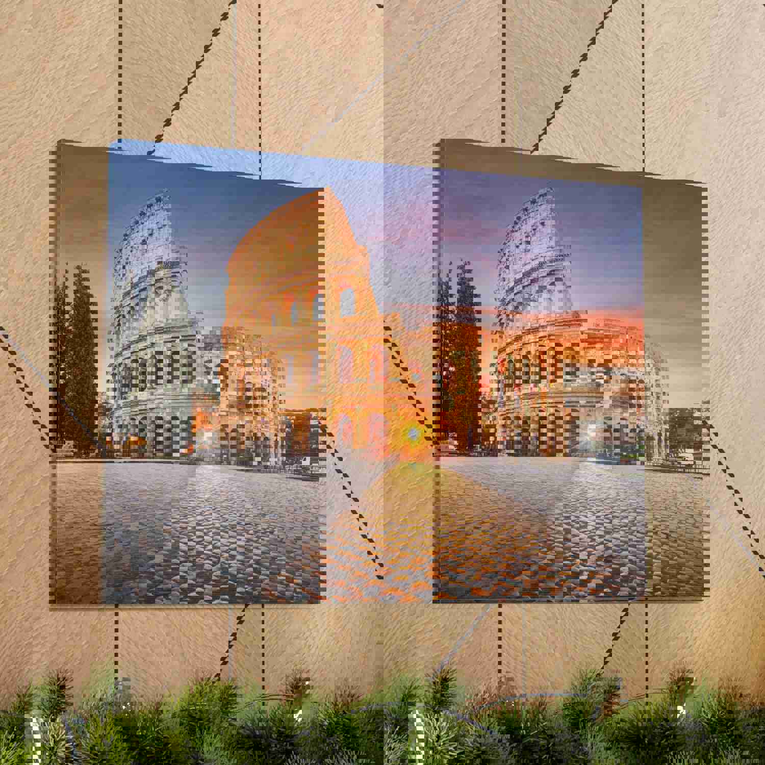 Colosseum in Rome Night Modern Multicolor Scenic Nature Photography Canvas Wall Art