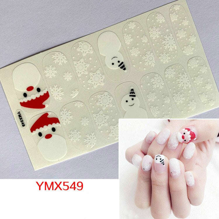 Christmas Style Nail Art Sticker - 14 Tips DIY Waterproof Full Cover Wraps Decal