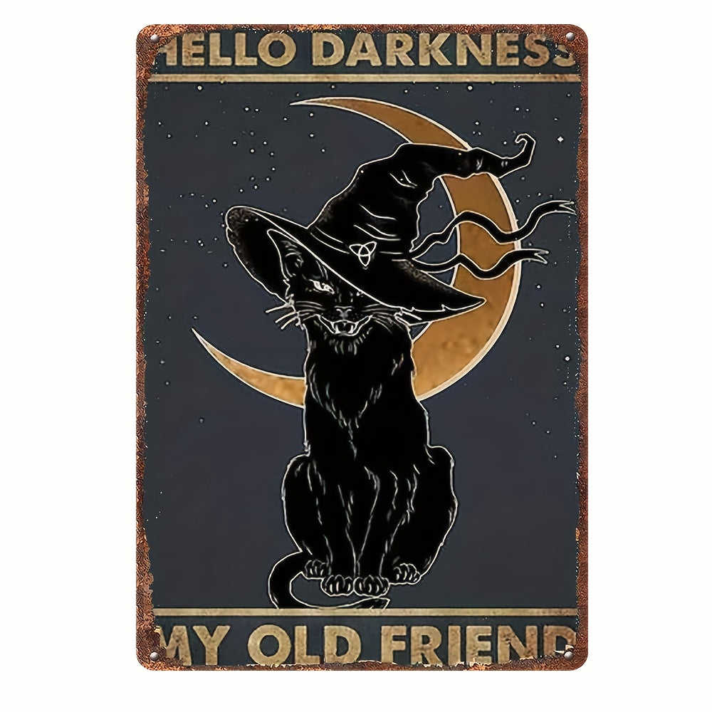 1pc HELLO DARKNESS MY OLD FRIEND Metal Tin Sign - Vintage Wall Art for Home, Bar, Cafe, Garage