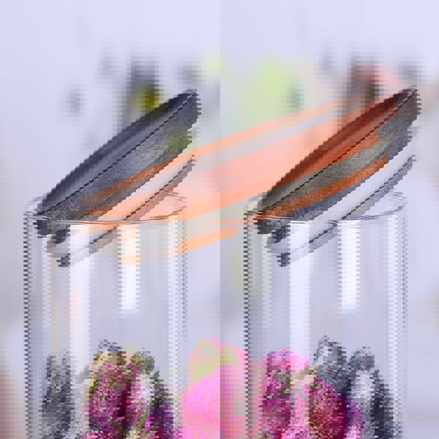 KKC Tall Borosilicate Glass Food Storage Jar with Wood Lid, 63 Floz