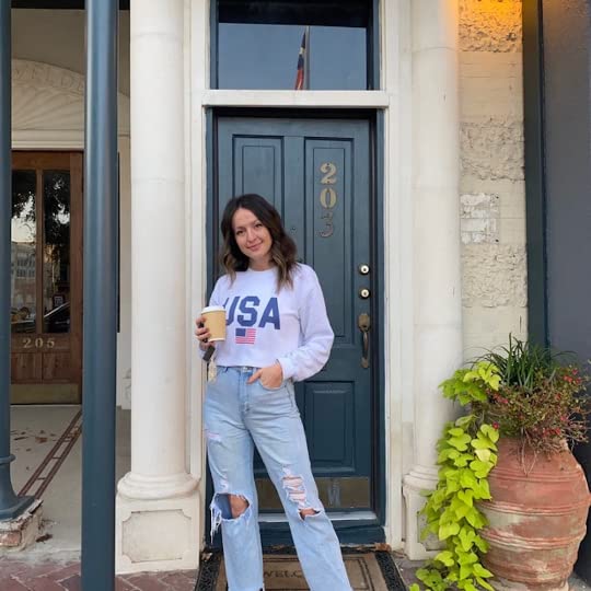 Up2ournecksinfabric USA Sweatshirt - Patriotic Red White and Blue America Top for Women