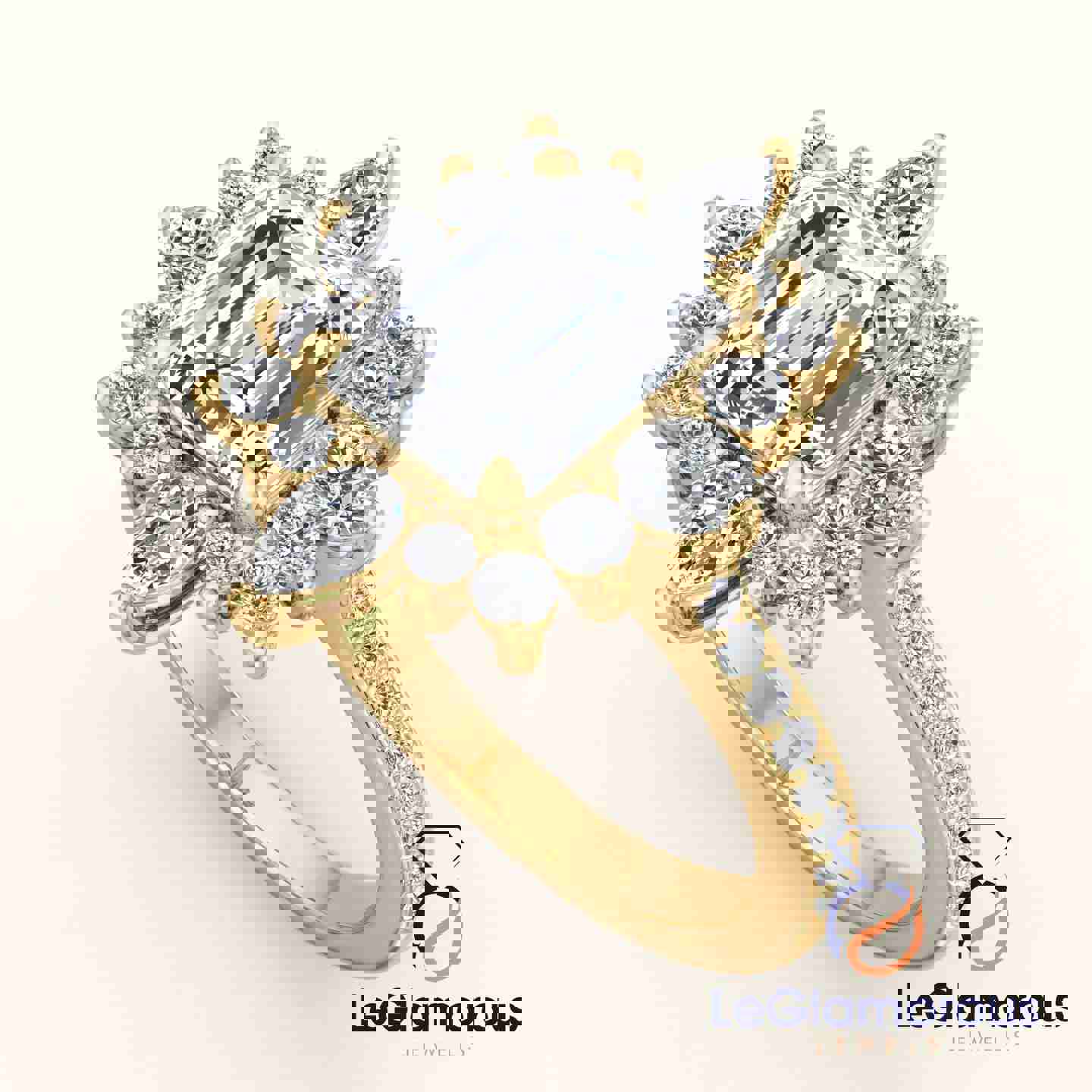 Lab Grown Emerald Cut Halo Engagement Ring For Wedding Gift