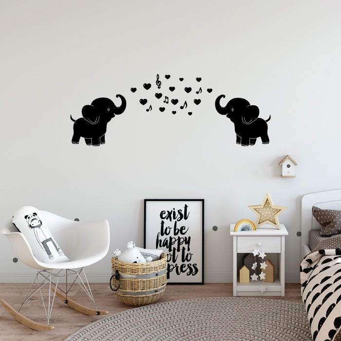 Inspirational Quote Vinyl Wall Sticker Decal - Cute Elephants Singing