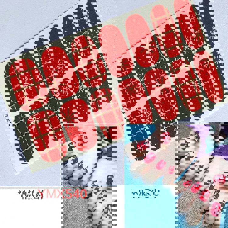 Christmas Style Nail Art Sticker - 14 Tips DIY Waterproof Full Cover Wraps Decal