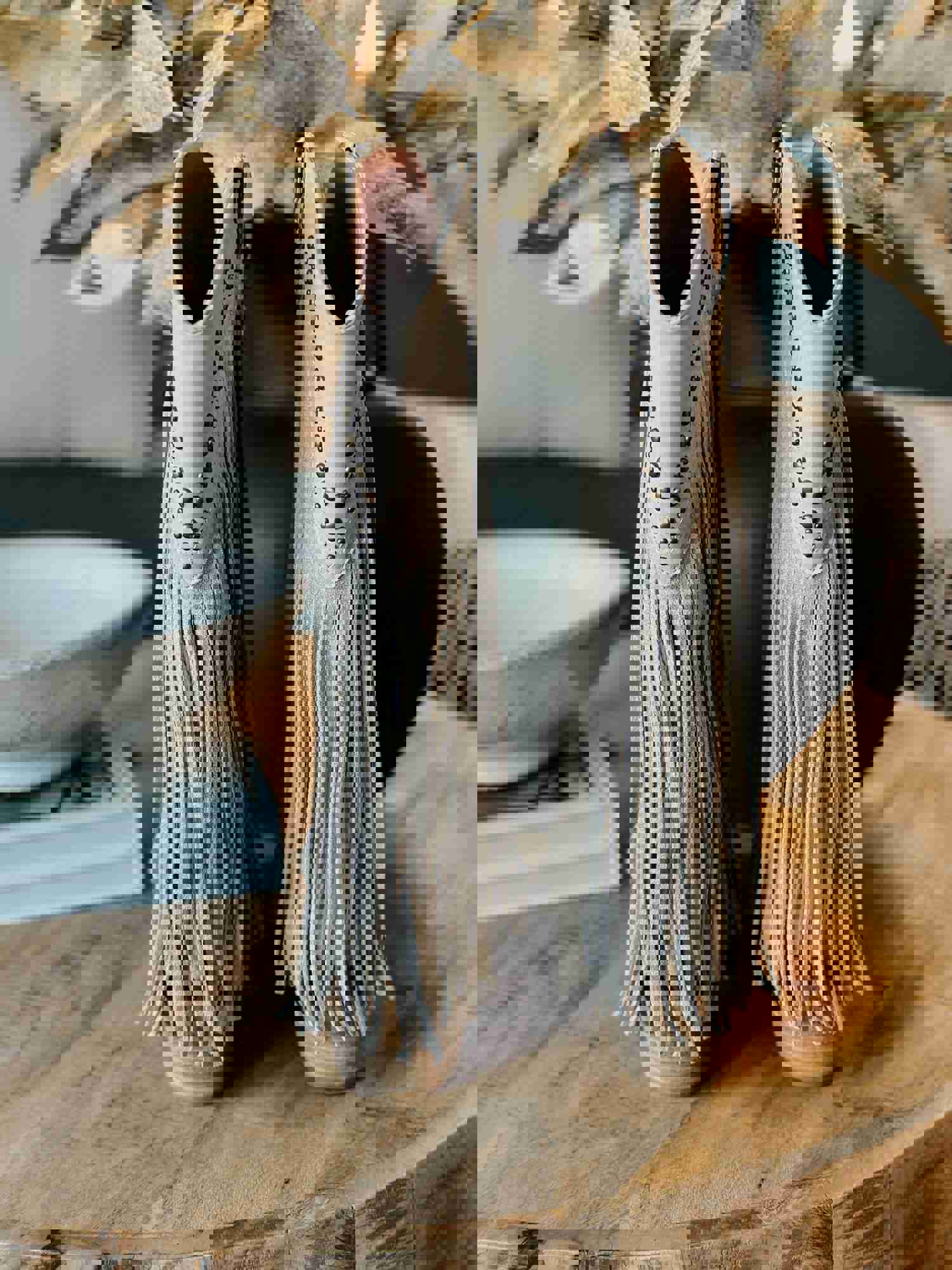 Grey Fringe Western Boots
