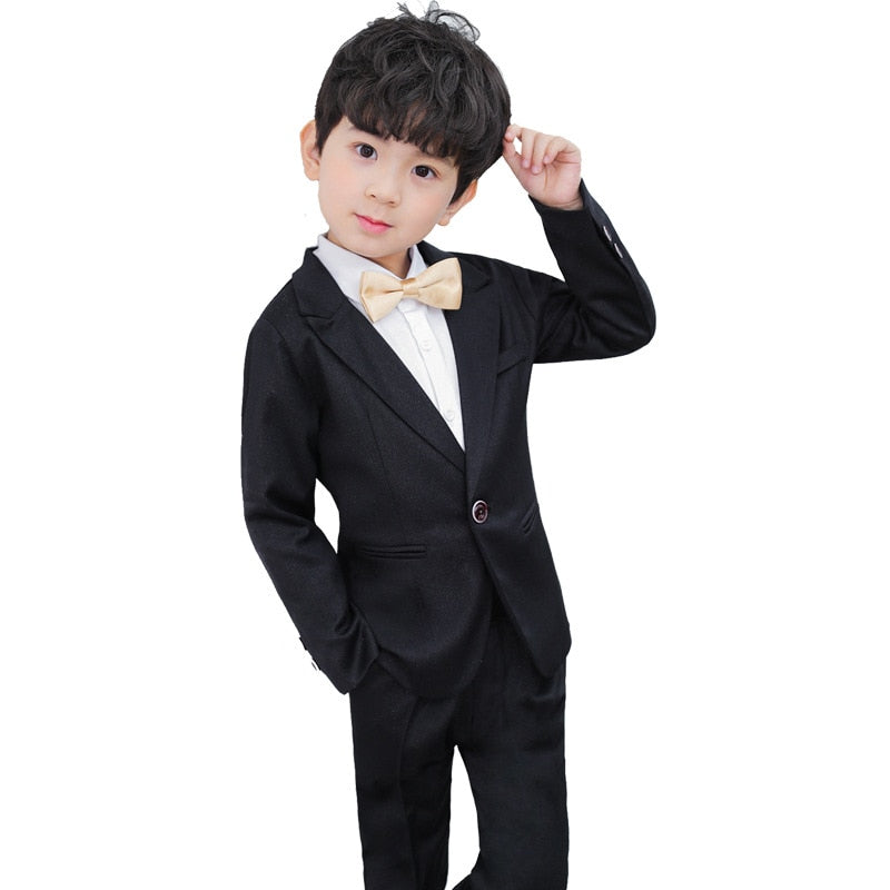 Boys Formal Birthday Suits Weddings Blazer Pants 2Pcs Set Kids Gentleman Clothing Sets