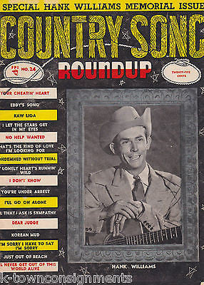 HANK WILLIAMS STORY VINTAGE COUNTRY SONG ROUNDUP MUSIC PHOTO MAGAZINE 1953