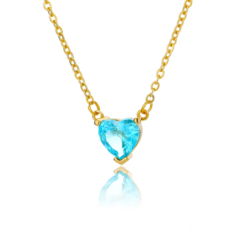Crystal Heart Pendant Necklace - Gold & Platinum Stainless Steel