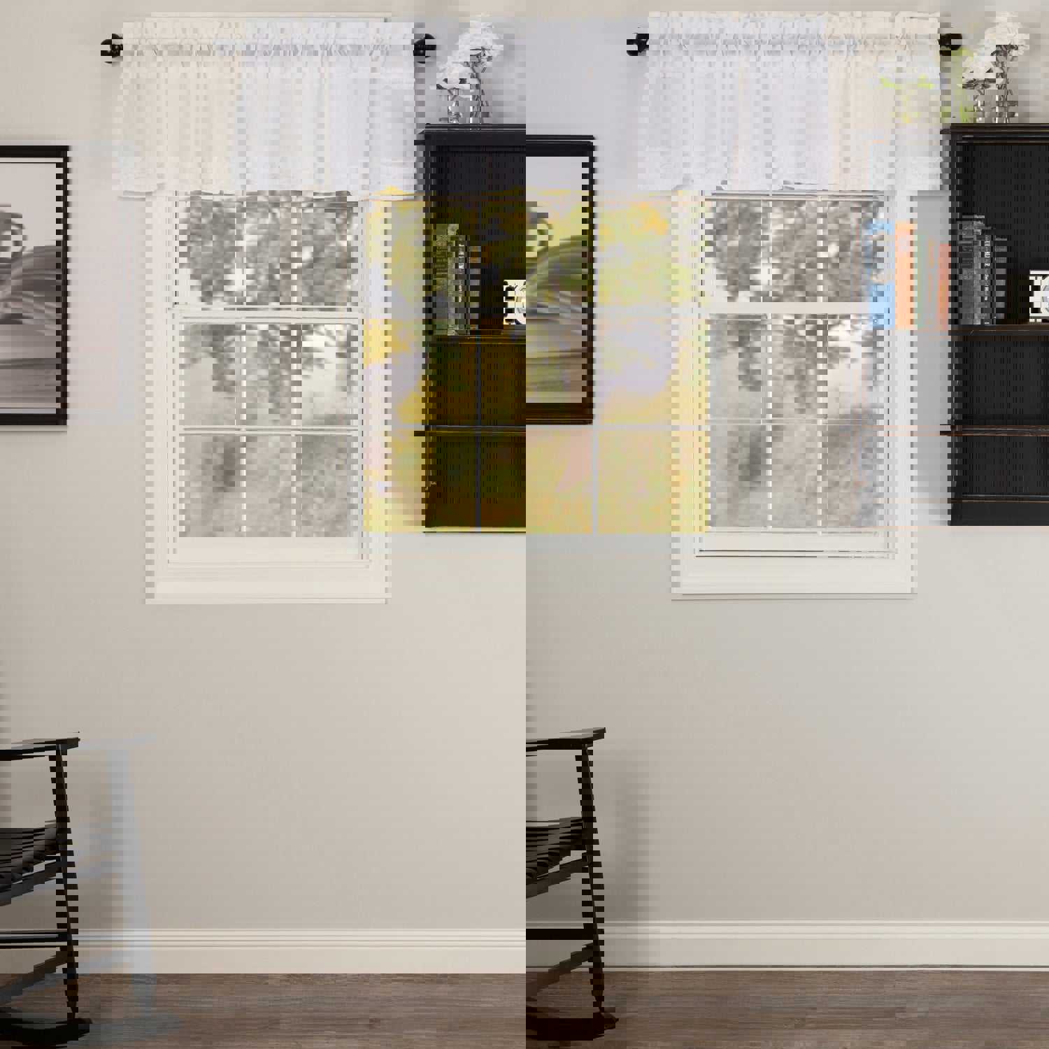 White Ruffled Sheer Valance 16x90 - Lightweight Vintage Farmhouse Window Treatment