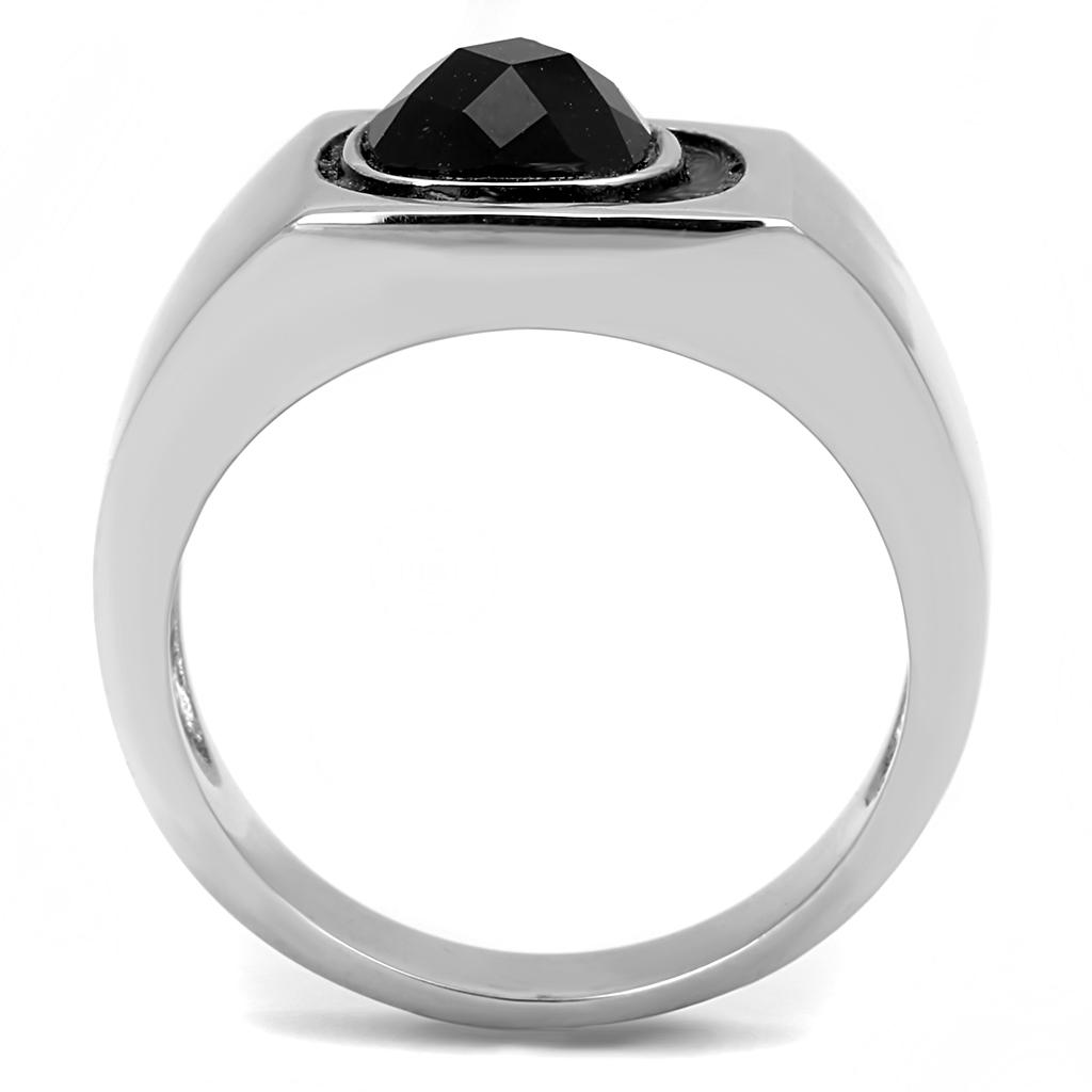 High Polished Stainless Steel Ring with Synthetic Glass for Women - Style TK3283