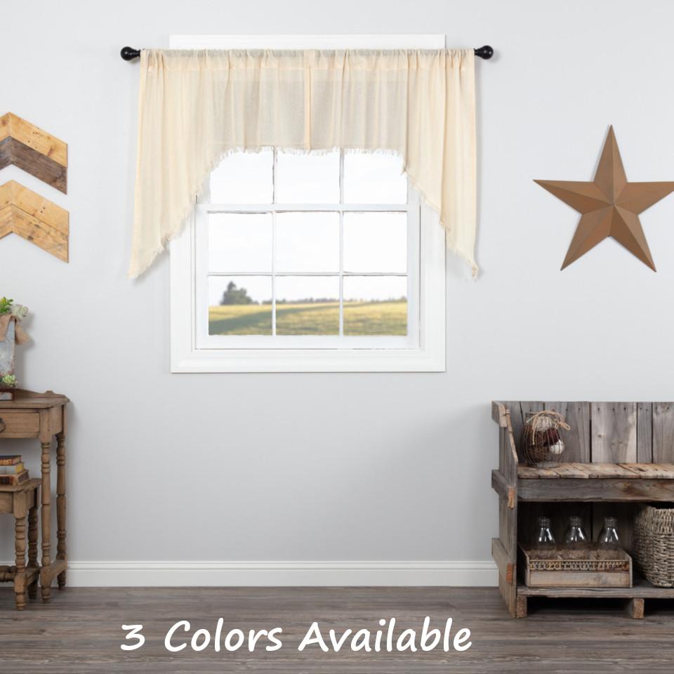 Tobacco Cloth Rustic Sheer Swag - 2 Piece Set with Fringed Edge