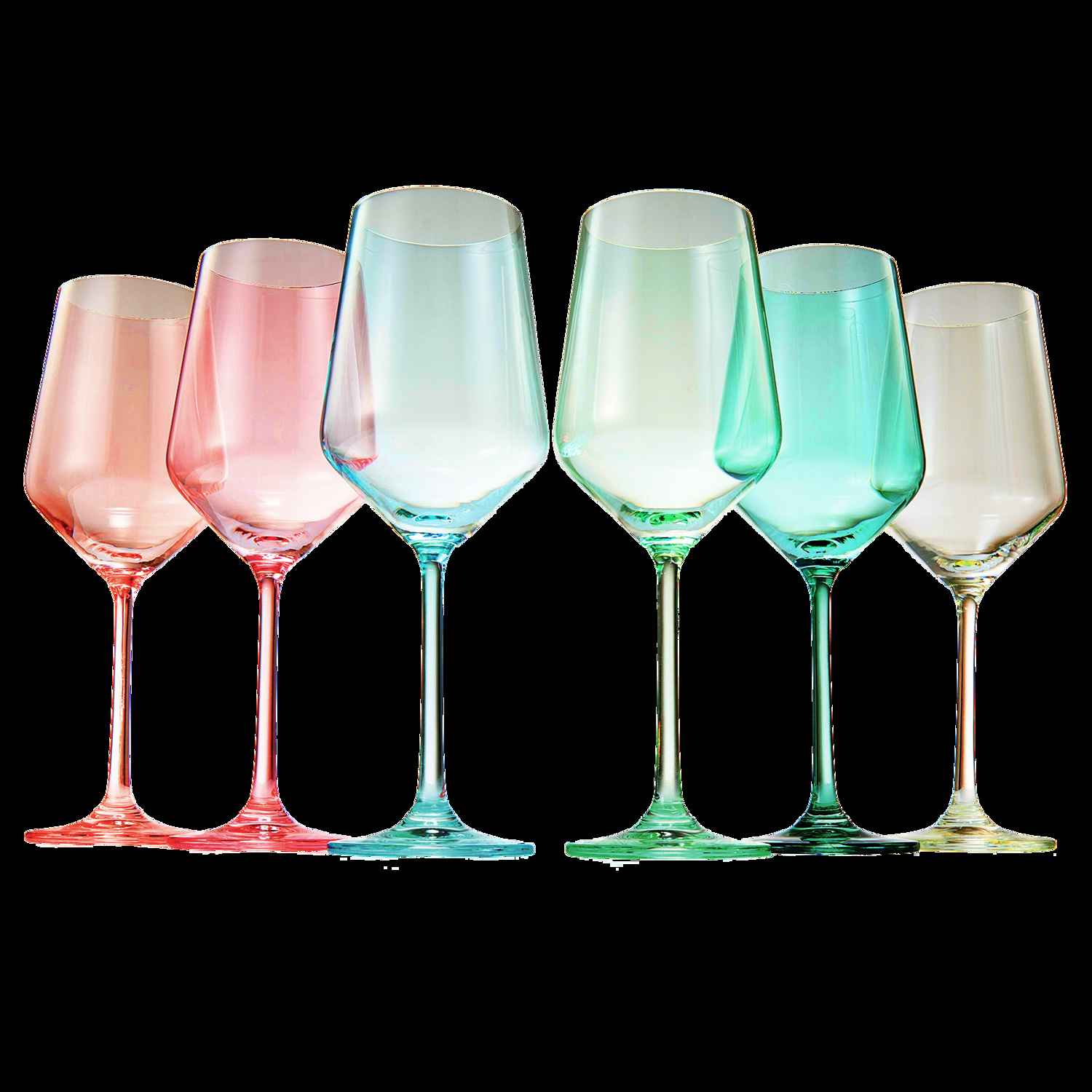 Colored Crystal Wine Glass Set of 6 - Elegant Italian Style Drinkware for Spring & Summer