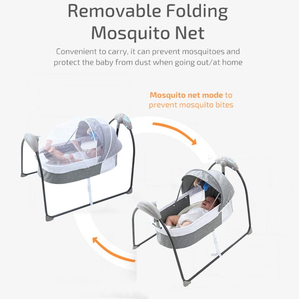 Electric Baby Cradle Toddler Rocker Bed with Bluetooth Music & Remote Control