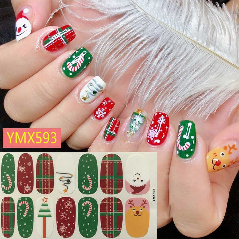 Christmas Style Nail Art Sticker - 14 Tips DIY Waterproof Full Cover Wraps Decal