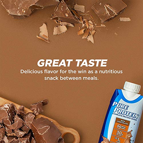 Pure Protein Chocolate Protein Shake - 30g Complete Protein, Keto-Friendly, Immune Support, 12 Pack