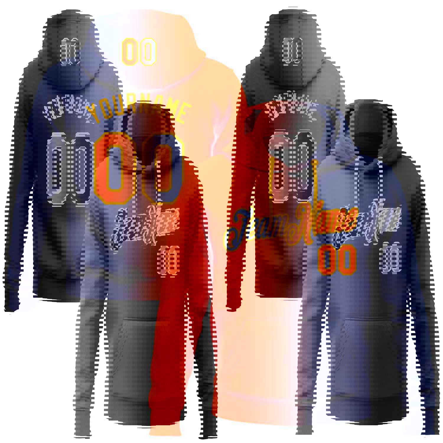 Custom Stitched Navy Orange-Gold Gradient Sports Pullover Hoodie