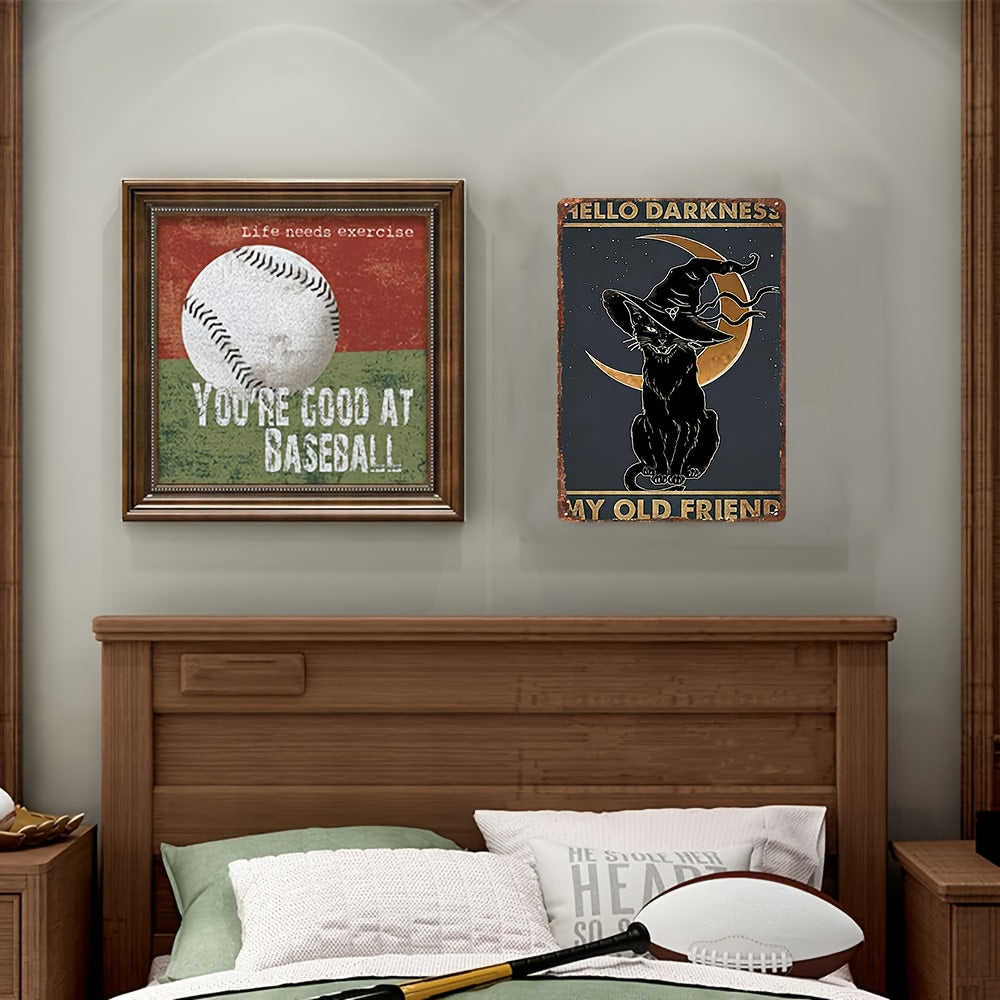 1pc HELLO DARKNESS MY OLD FRIEND Metal Tin Sign - Vintage Wall Art for Home, Bar, Cafe, Garage