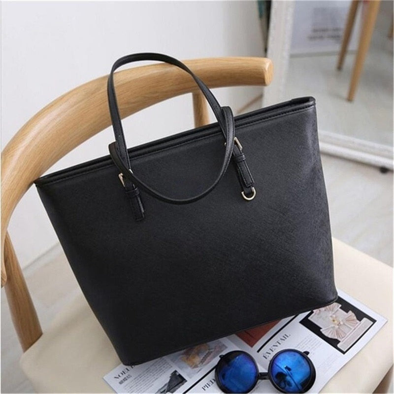 Fashion Women PU Leather Handbag - Large Capacity Luxury Tote