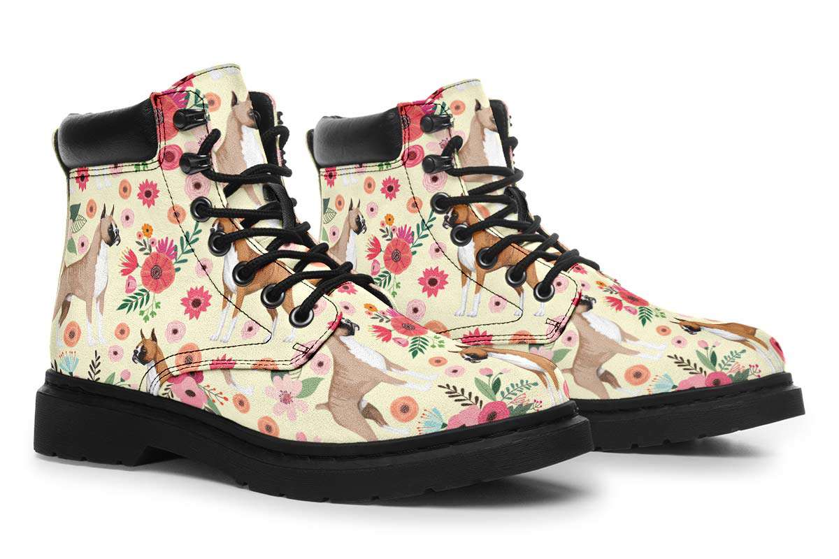 Boxer Floral Classic Vibe Boots - Custom Printed Vegan Boots
