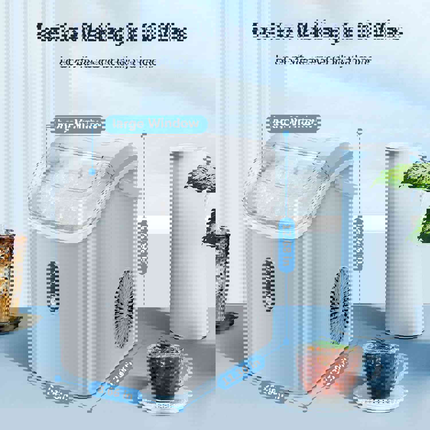 KISSAIR Nugget Countertop Ice Maker, 35Lbs/24Hrs, Self-Cleaning Pebble Ice Machine with Ice Basket & Scoop - Gray