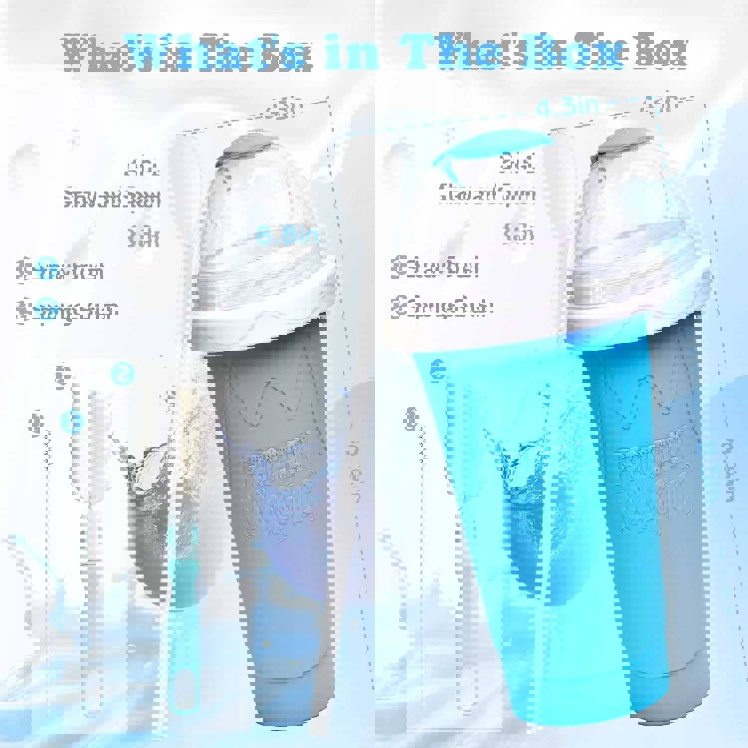 Frozen Slushy Cup Smoothie Maker with Lids and Straws - Quick & Easy Icy Treats at Home